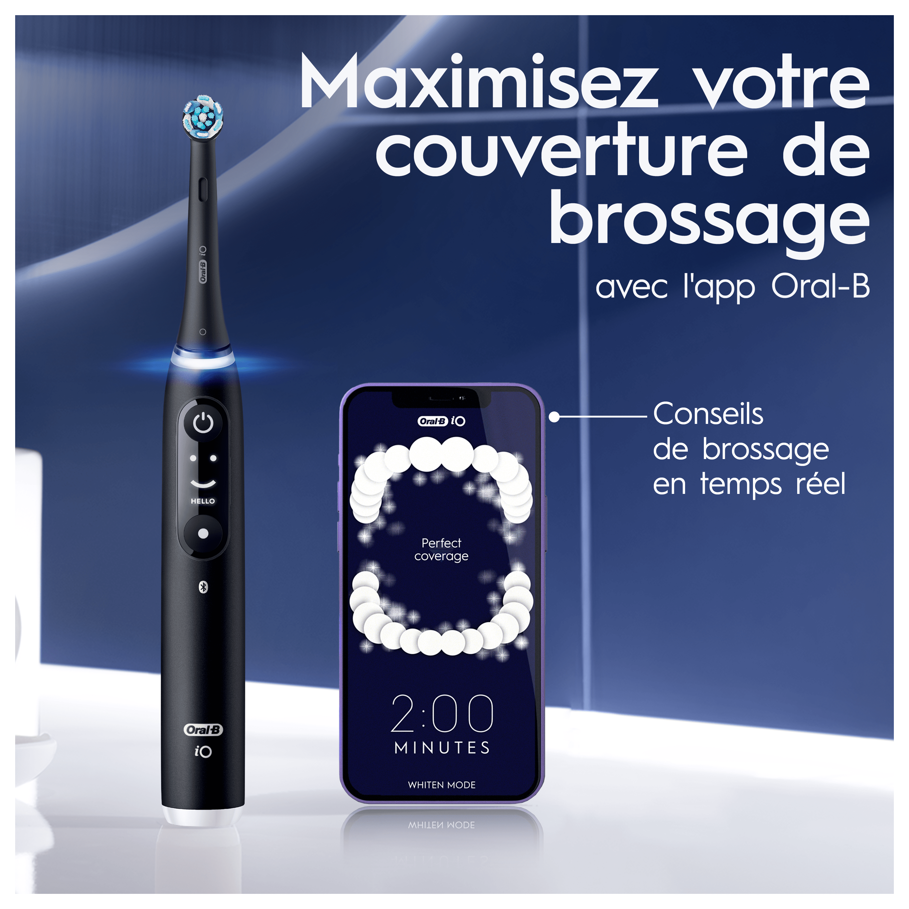 Oral-B iO 6 Brosse À Dents Électrique Noire + Brossettes iO Gentle Care Noires, Lot de 6