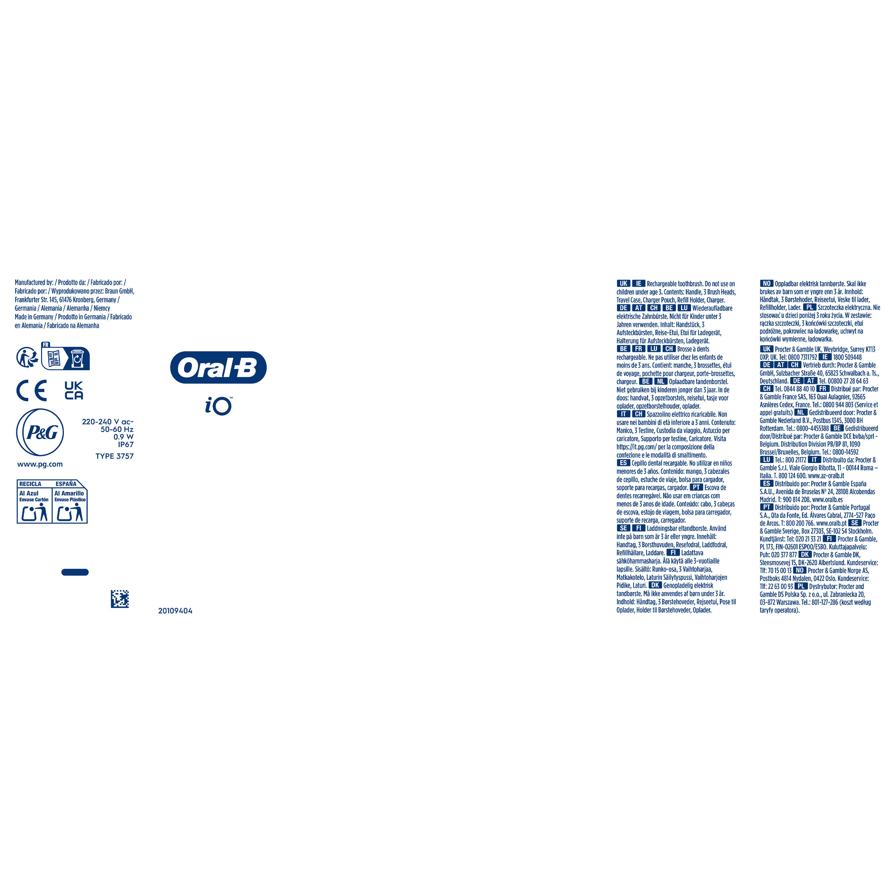 Oral-B iO 6 Brosse À Dents Électrique Noire + Brossettes iO Gentle Care Noires, Lot de 6
