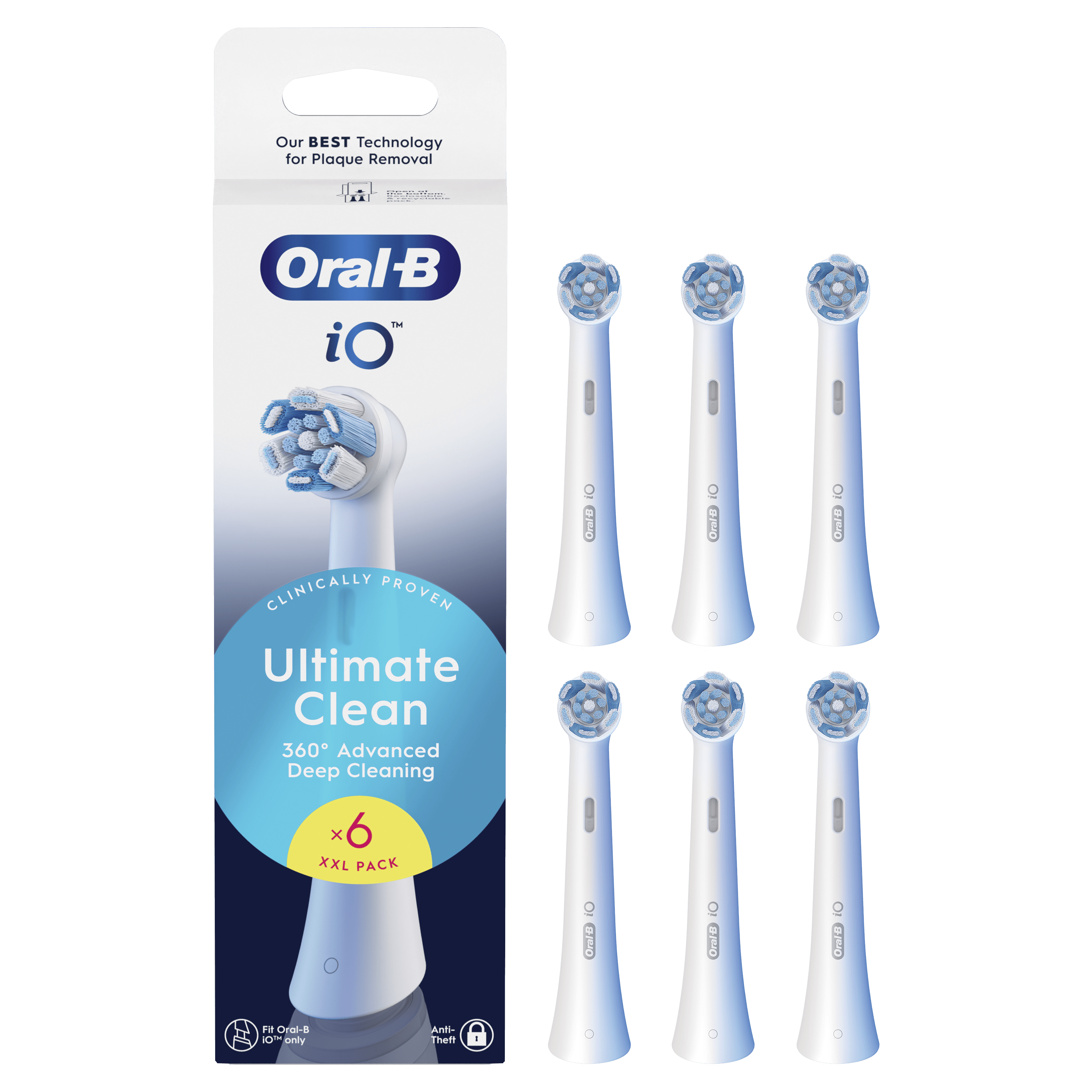 Oral-B iO - 6 brossettes Ultimate Clean Blanches - 18 mois