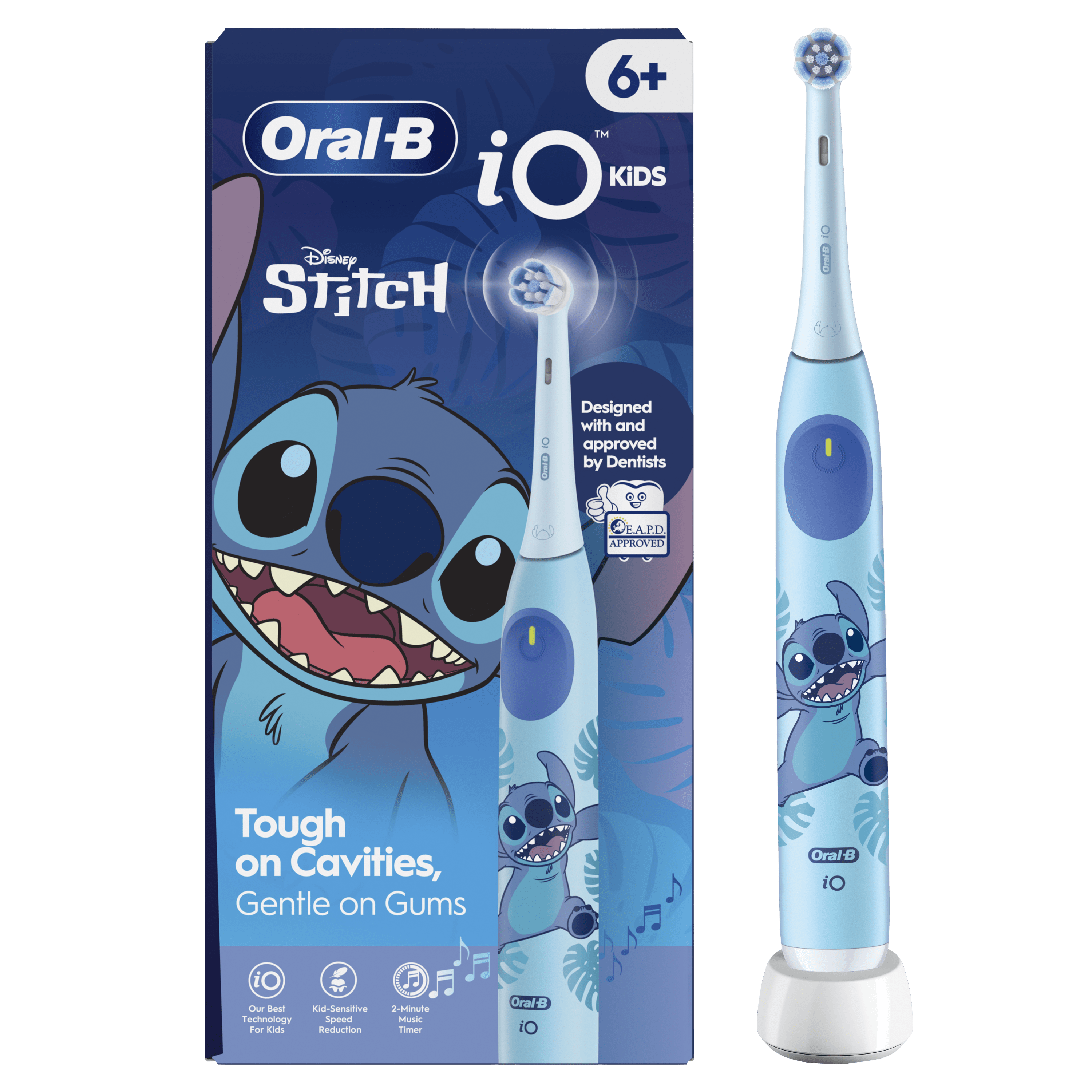 Oral-B iO Kids Disney Stitch Brosse À Dents Électrique, 1 Brossette, 3 Modes Avec Mode Douceur Pour Enfants