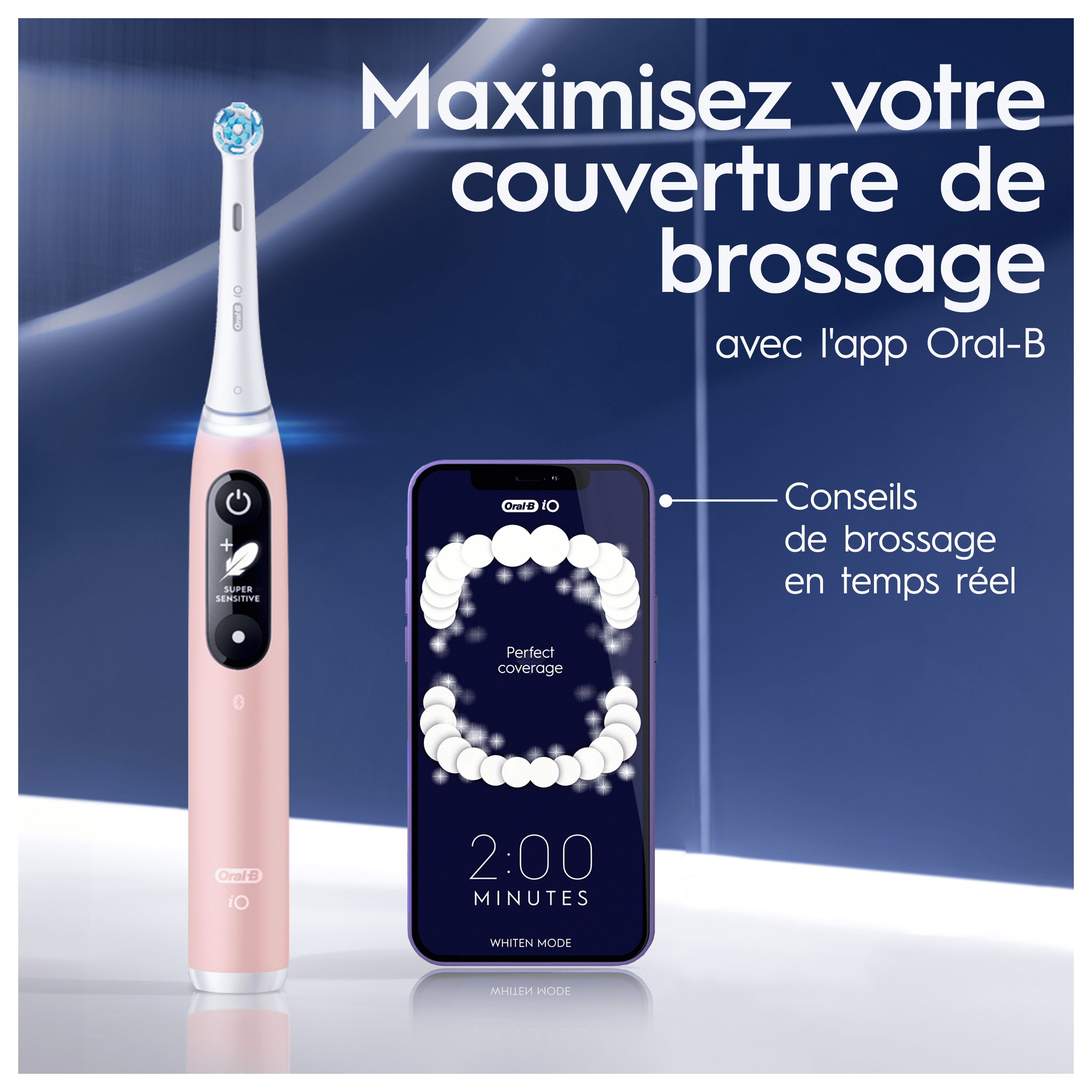 Oral-B iO 6 Rose Brosse à dents électrique avec 2 brossettes