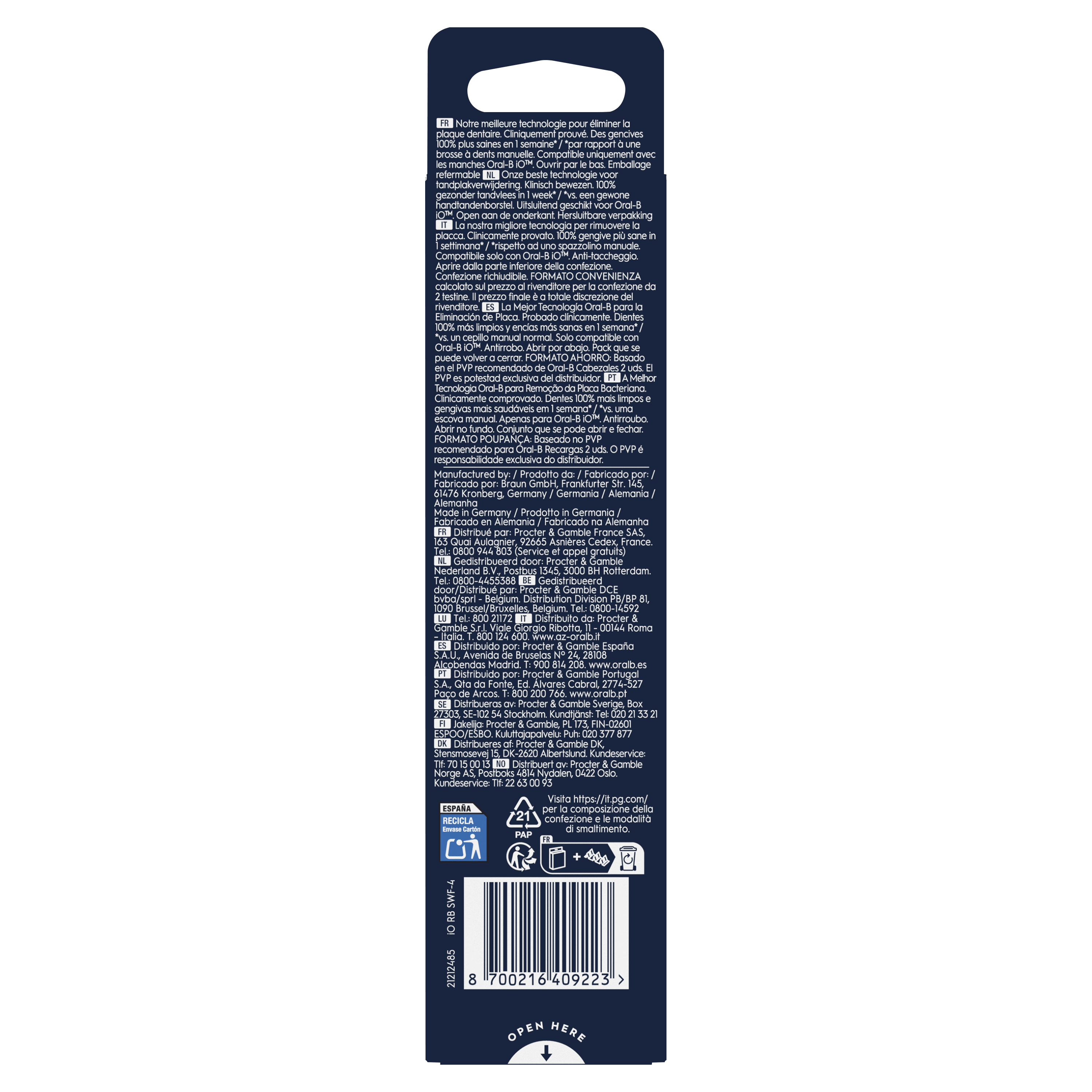 Oral-B iO - 8 brossettes Gentle Care Blanches - 24 mois