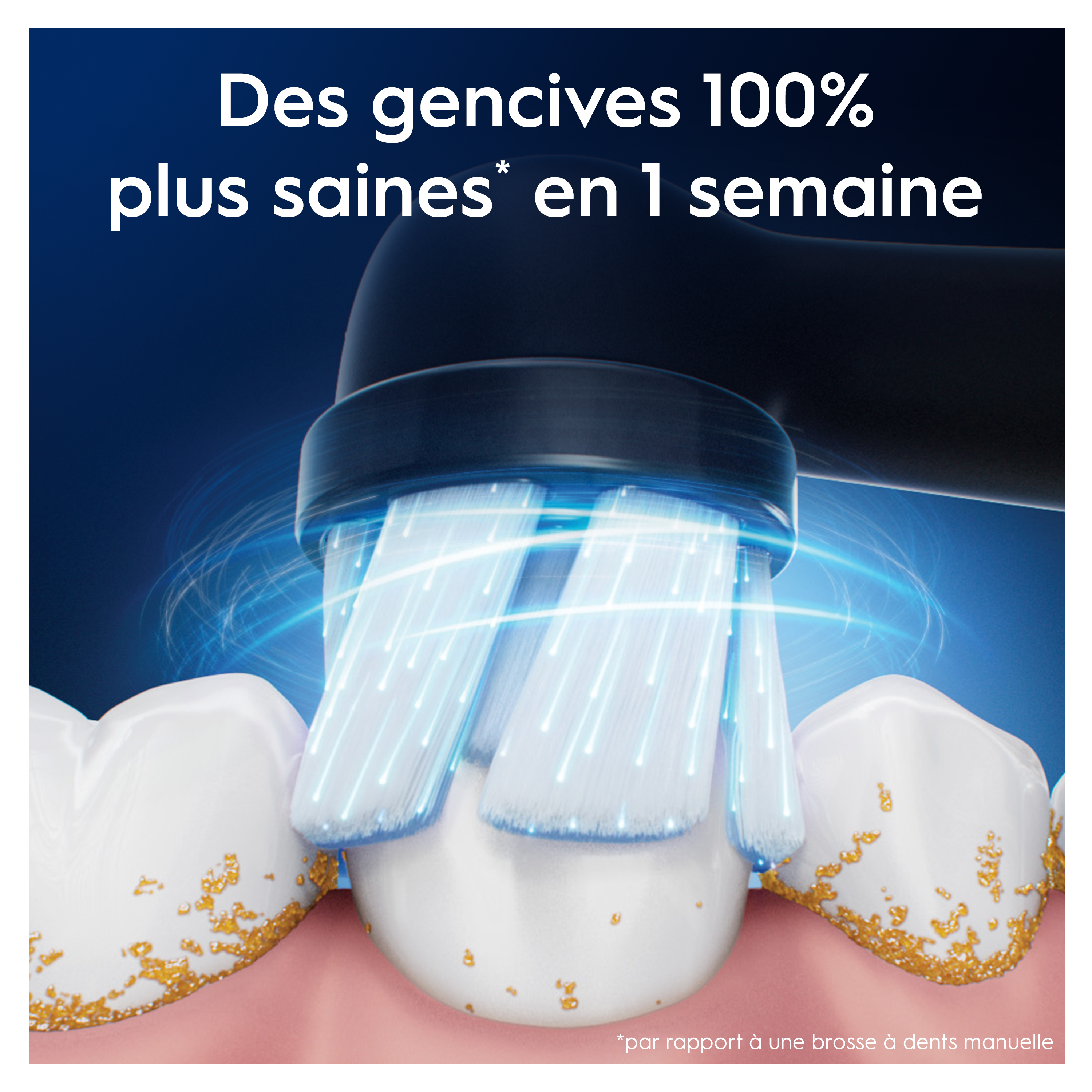 Pack Oral-B iO10 Gold - Blancheur avec : 1 brosse à dents électrique + 1 dentifrice + 6 brossettes + 1 étui de voyage
