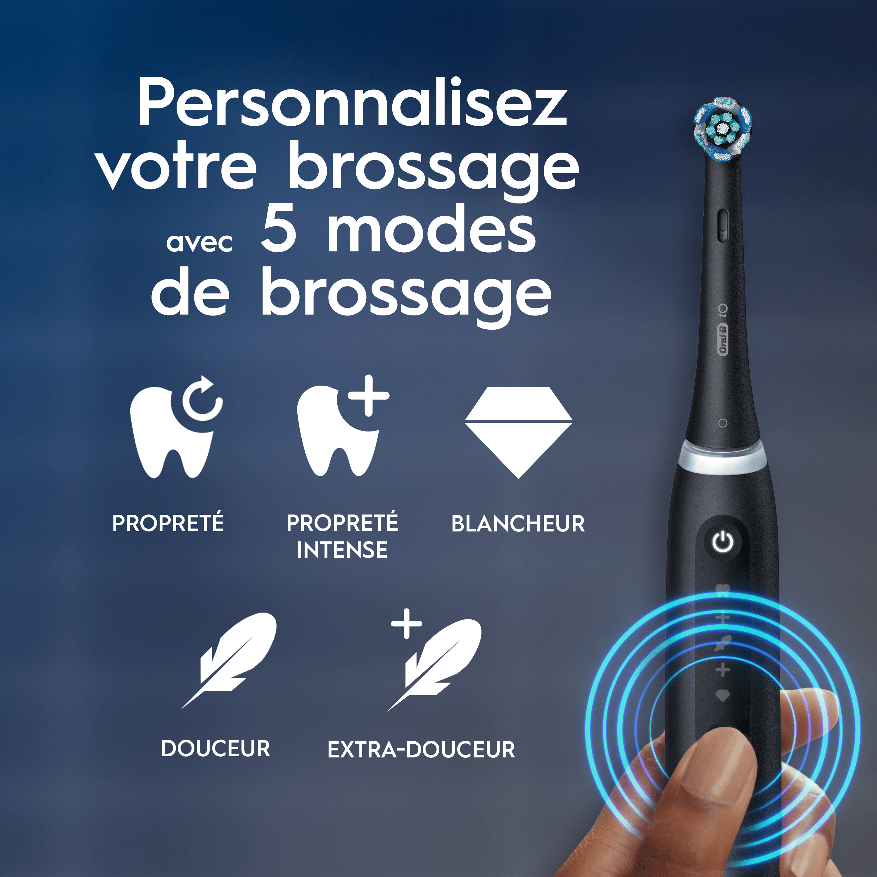 Oral-B iO 5 Lot De 2, Brosses À Dents Électriques Noire Et Blanche, 4 Brossettes, 1 Étui De Voyage