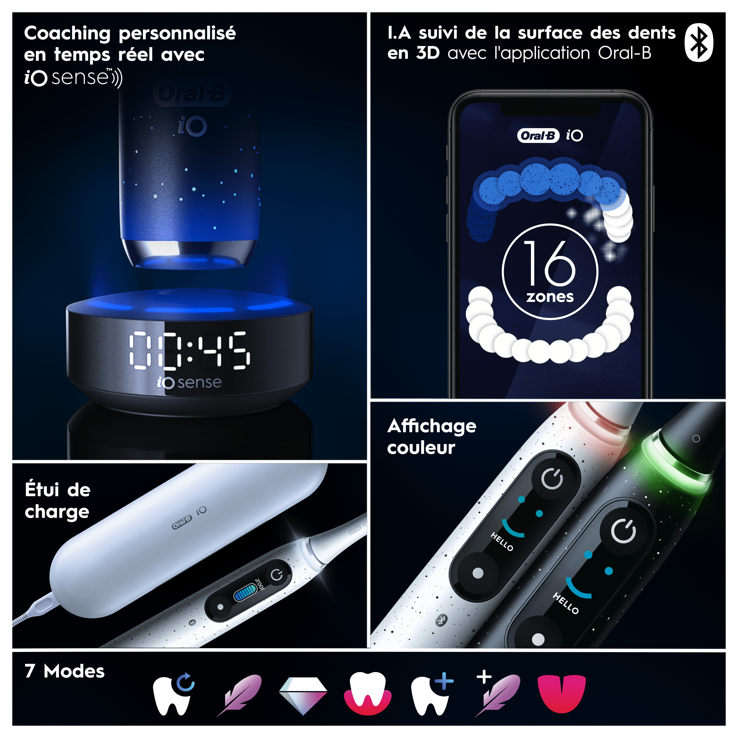 Oral-B iO 10 Noire Brosse à dents électrique avec brossette + 2 brossettes