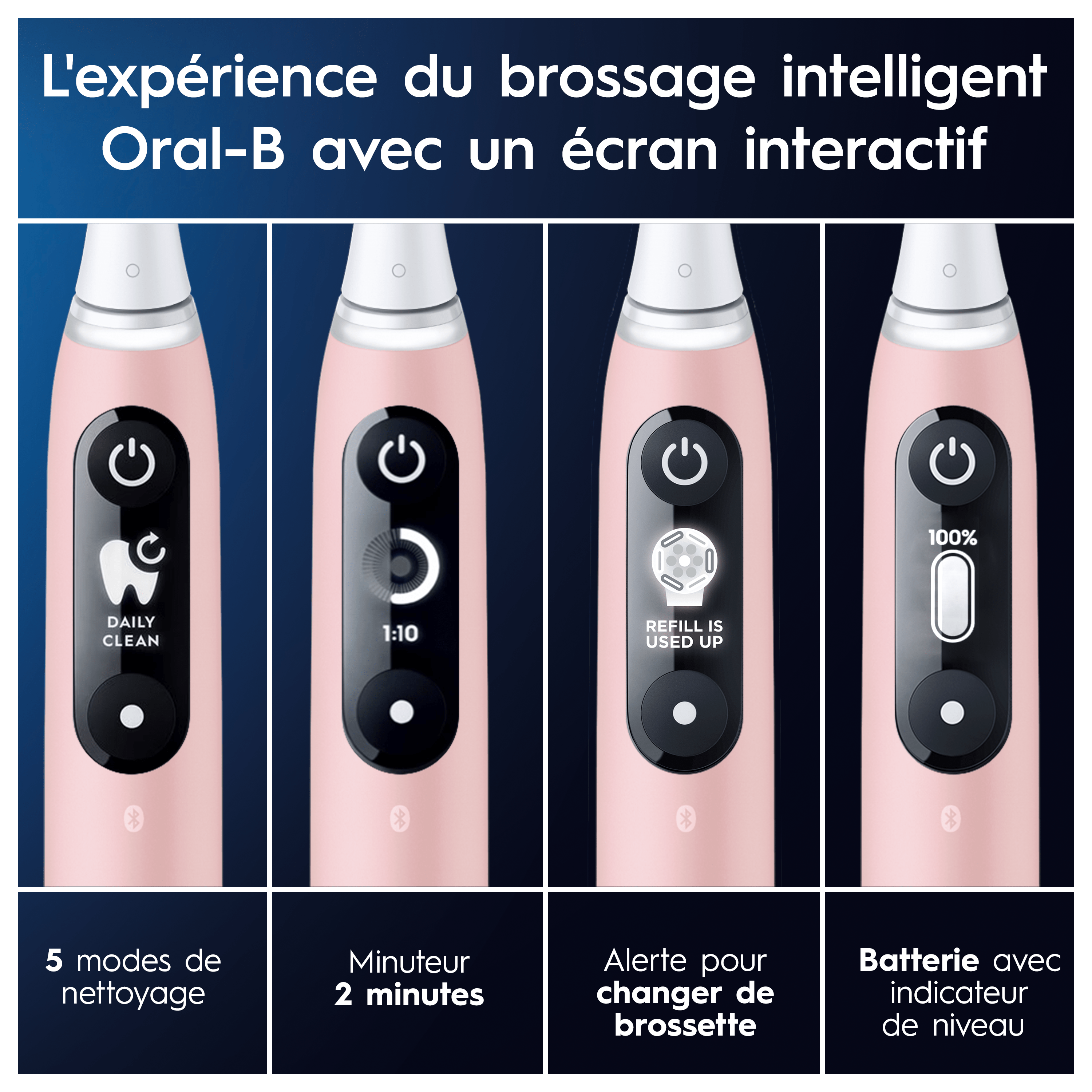 Oral-B iO 6 Rose Brosse à dents électrique avec 2 brossettes