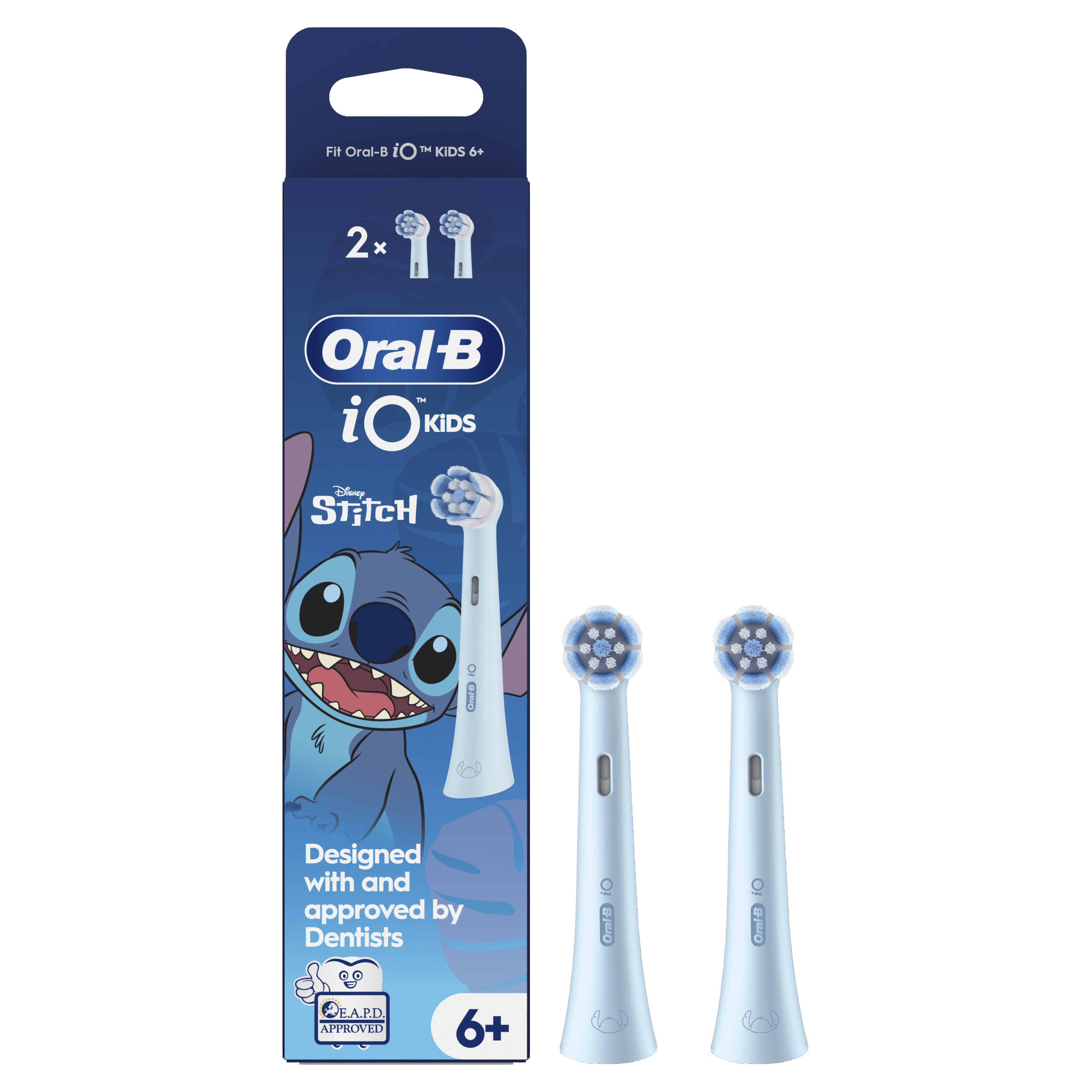 Oral-B iO Kids Brossette de Brosse à Dents Électrique Disney Stitch 6+, Douce Pour Les Dents Qui Bougent Et Les Gencives, 2
