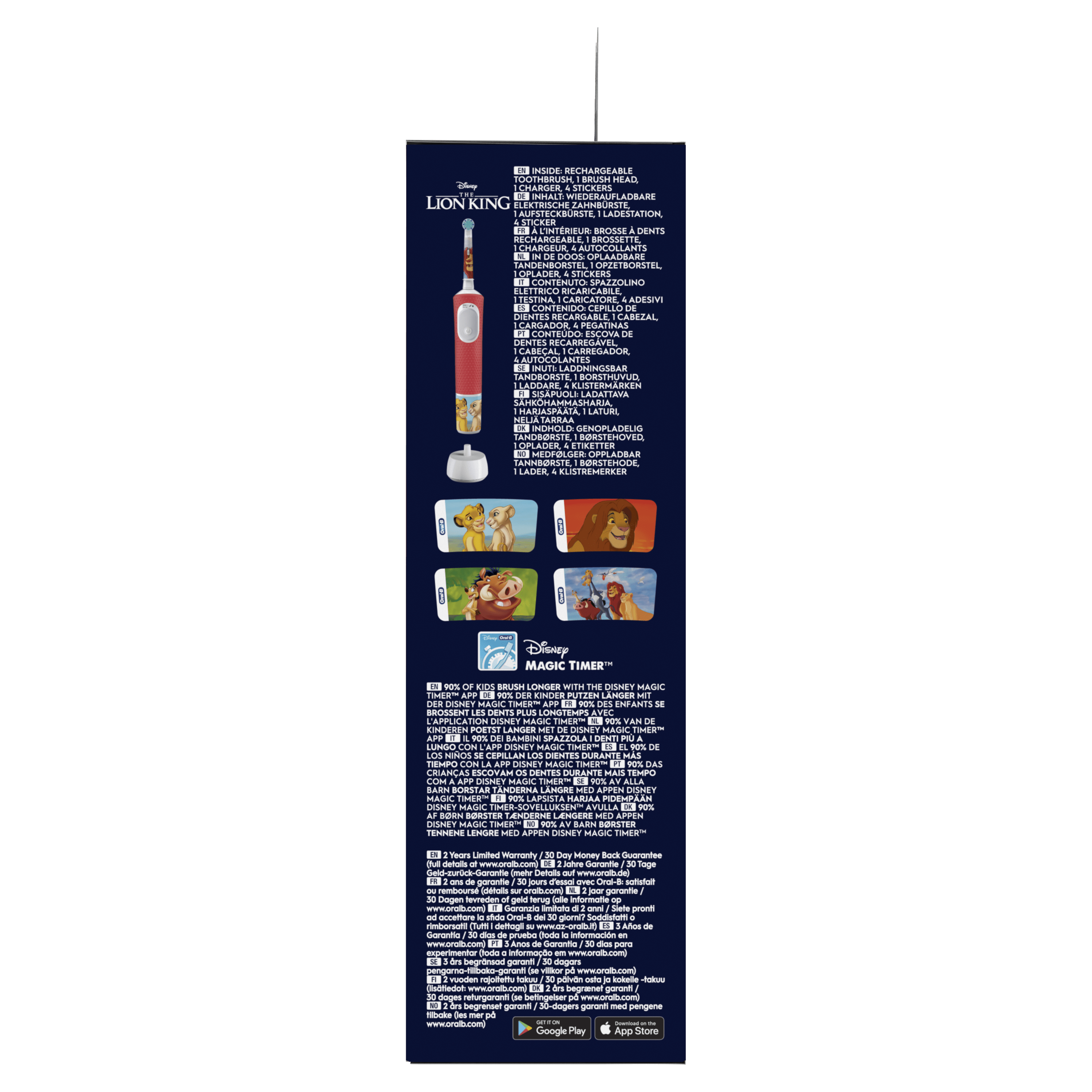 Brosse À Dents Électrique Oral-B Pro Kids 1 Manche Disney Le Roi Lion, 4 Brossettes , 3 Ans et Plus