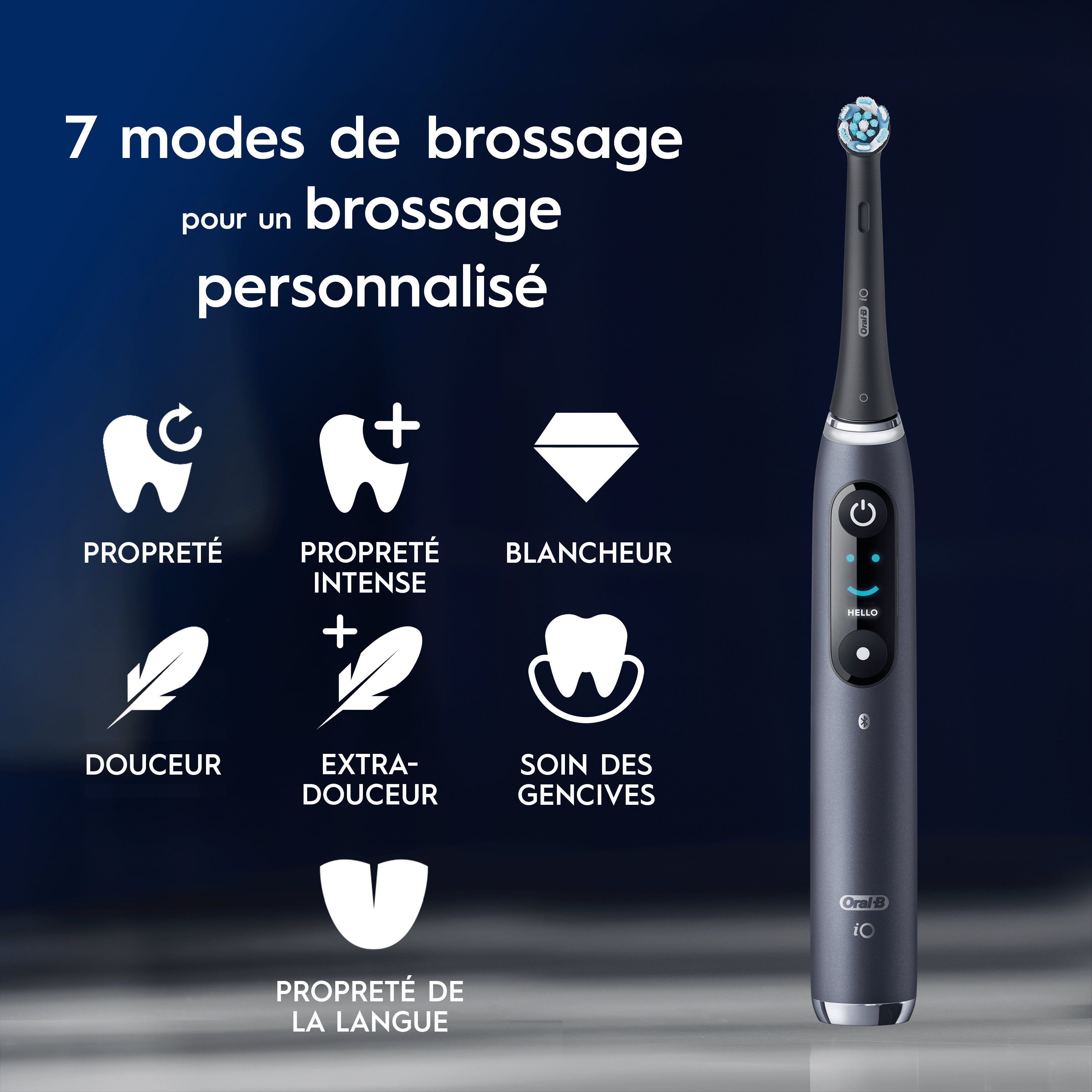 Oral-B iO 10 Édition Spéciale, Brosse À Dents Électrique Noire, 3 Brossettes, 1 Étui De Voyage Chargeur