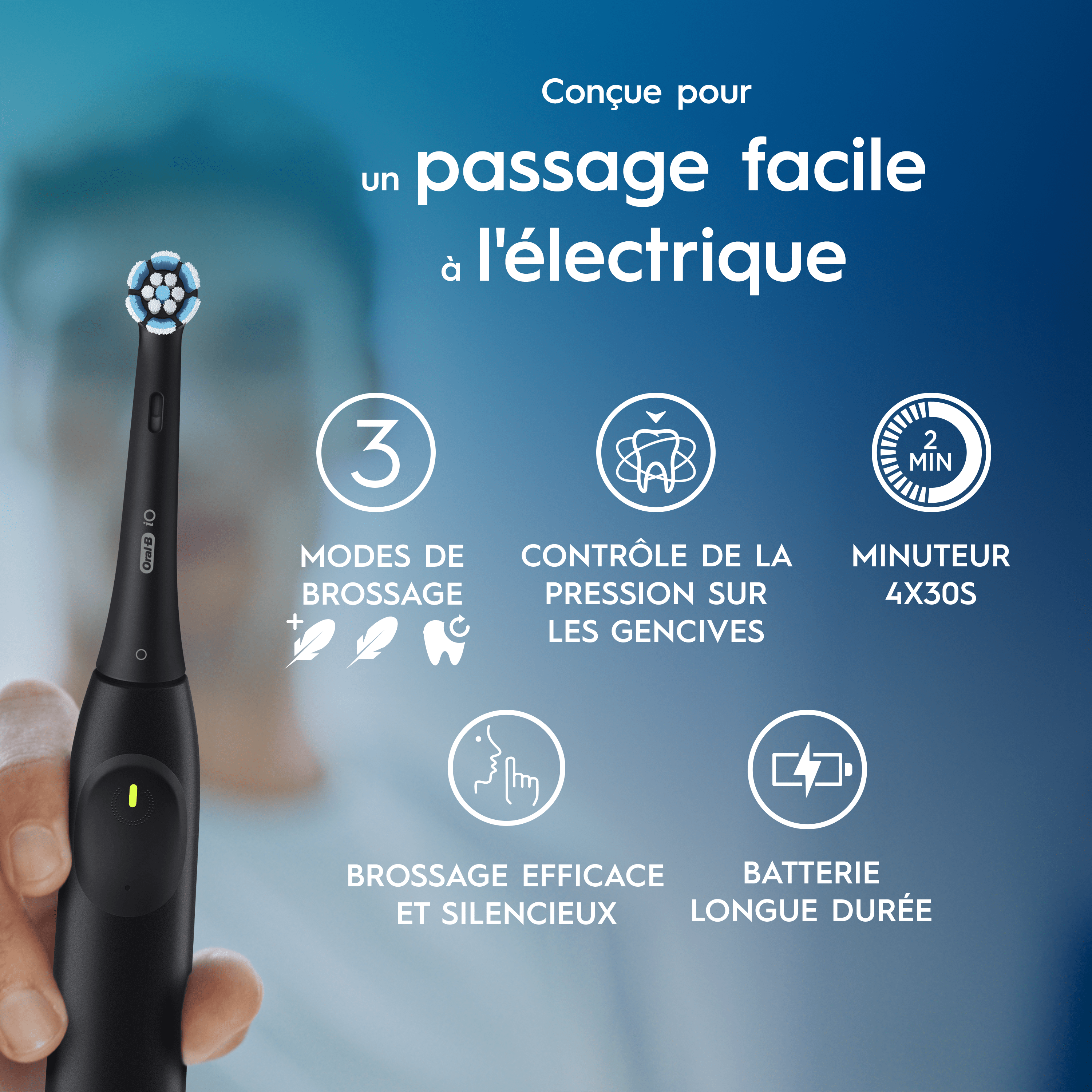 Oral-B iO2 DUO, Brosses À Dents Électriques Noire Et Rose Clair, 2 Brossettes